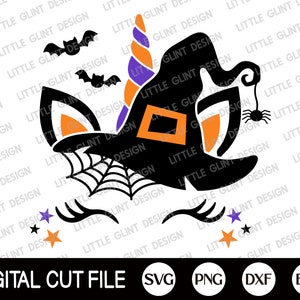 Witch Unicorn SVG, Halloween Svg, Spooky Vibes Svg, Witch Svg, Halloween Unicorn Costume, Halloween Shirt, Png, Dxf, Svg Files For Cricut