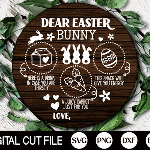 Easter Bunny Tray Svg, Easter Svg, Dear Easter Cookie Tray Svg, Carrot Plate Svg, Bunny Plate Dxf, Svg Files For Cricut, Silhouette image 2