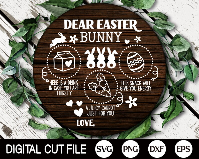 Easter Bunny Tray Svg, Easter Svg, Dear Easter Cookie Tray Svg, Carrot Plate Svg, Bunny Plate Dxf, Svg Files For Cricut, Silhouette image 2