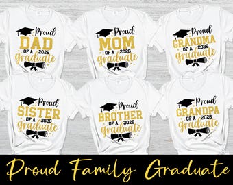 Paquete familiar de graduación orgullosa 2026 SVG PNG, Graduación brillante SVG, Clase de 2026, Camiseta de graduación orgullosa 2026, Archivos SVG para Cricut