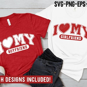 Ich liebe meine Freundin und Freund SVG, Retro Valentine paar SVG, Liebe Zitat, Valentinstag Shirts, SVG-Dateien für Cricut