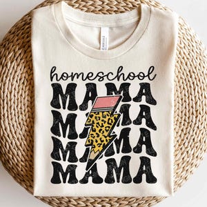 Homeschool Mama SVG PNG, Dia das Mães Png, Lápis de Leopardo Png, Camiseta Homeschool Mom, Sublimação Png, Arquivos Svg para Cricut