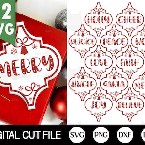 Arabesque Christmas Ornament SVG Bundle, Arabesque Tile Svg, Tile Ornament, Arabesque Ornament, Merry Christmas, Svg Files for Cricut