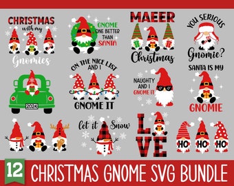 Christmas Gnome 2024 SVG Bundle, Christmas SVG Bundle, Gnomes Png, Holiday Gnome, Funny Christmas Shirt, Svg Files for Cricut