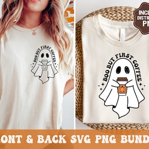 Boo But First Coffee SVG, Halloween Svg, Ghost Png, Spooky Png, Rétro Halloween T-Shirt, Fichiers Svg pour Cricut