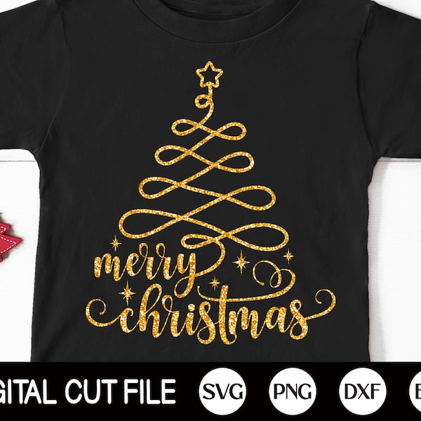 Merry Christmas Svg, Christmas Svg, Christmas Tree Svg, Christmas Tshirt, Xmas Tree Cut file, Holiday Shirt, Svg Files for Cricut