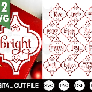 Arabesque Christmas Ornament SVG Bundle, Merry Christmas SVG, Arabesque Tile Svg, Tile Ornaments, Arabesque Ornaments, Svg Files for Cricut