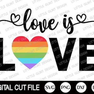 Gay Pride Svg, Love Is Love Svg, Pride Svg, Rainbow Svg, LGBTQ Svg, LGBT dag Clip Art, Lesbisch Cut-bestand, Svg-bestanden voor Cricut, Silhouet