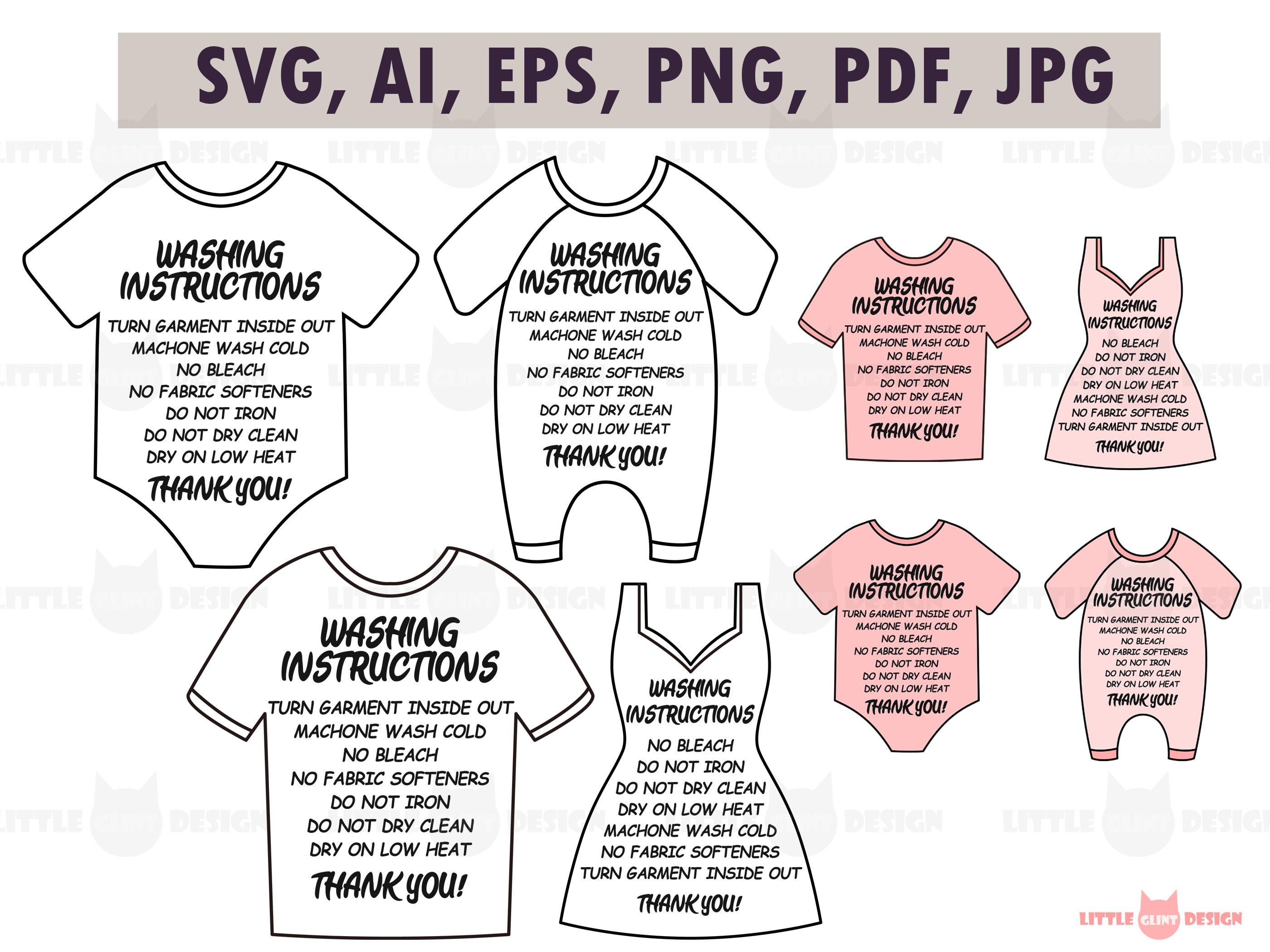 Download T Shirt Care Card Set Hand Wash Only Svg Care Card Template Etsy