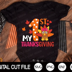 Mijn 1e Thanksgiving Girl SVG, Thanksgiving Svg, Turkey Face Svg, Turkey Clip Art, Baby Svg, Girl Thanksgiving Shirt, Svg Files For Cricut