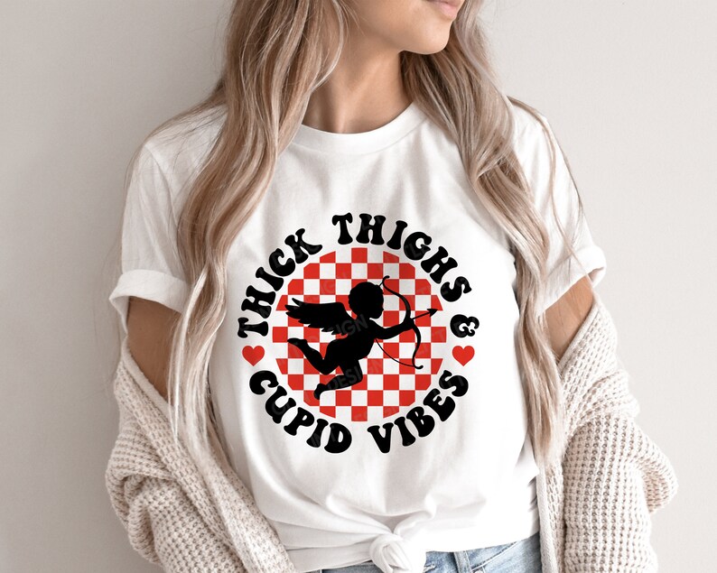Thick Thighs Cupid Vibes SVG, Retro Valentine Svg, Vintage Valentines ...