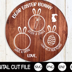 Easter Bunny Plate Svg, Easter Svg, Dear Easter Bunny Tray Svg, Carrot Plate Svg, Bunny Plate Dxf, Svg Files For Cricut, Silhouette