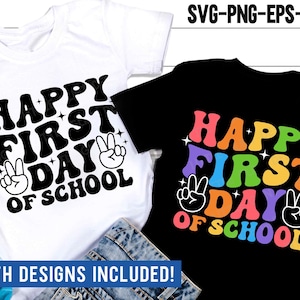 Gelukkige eerste schooldag SVG PNG, vrede terug naar school SVG, grappige schoolleraar shirt, sublimatie PNG, SVG-bestanden voor Cricut