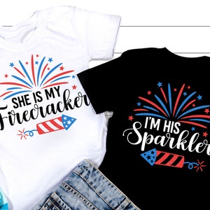 4th of july Couples Svg Bundle, I&#39;m His Sparker, American Couple Shirt, independence day, Couple Gift Shirt, USA Png, Svg Files For Cricut