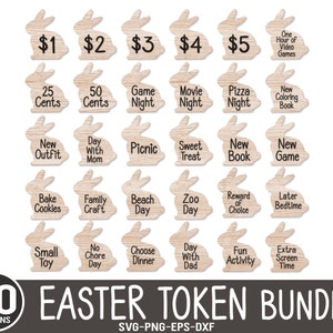 30 Paquet de jetons de Pâques échangeable, fichiers laser de Pâques, pièce de Pâques SVG, prix d’œufs de Pâques, pièce de Pâques, laser pour enfants, fichier Glowforge