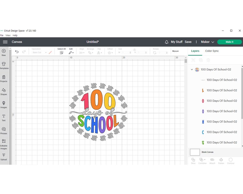 K&ouml;nnte beinhalten: Ein farbenfrohes Design f&uuml;r eine 100-Tage-Schulfeier. Das Design zeigt den Text "100 Tage Schule" in einem Regenbogen aus Farben mit einem Kreis aus kleinen Zahlen um den Text.