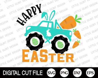 Feliz Pascua svg, Pascua camión zanahoria svg, Pascua svg, svg huevo de Pascua, svg Pascua, Pascua, camión svg chicos, svg archivos para cricut, silueta