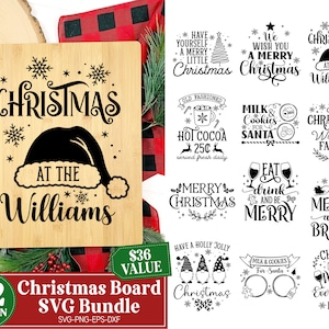 Kerst keuken snijplank Svg bundel, Santa lade SVG, kerst Svg, keuken teken, kerst snijplank, Svg-bestanden voor Cricut