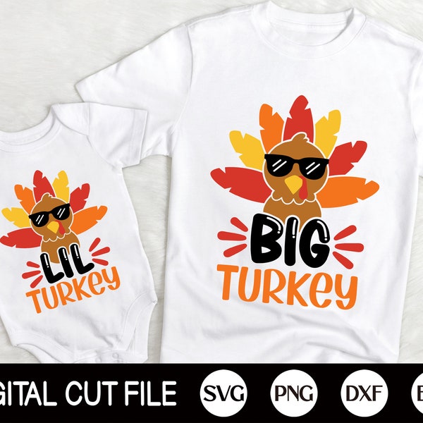 Big Turkey SVG, Thanksgiving Svg, Big Brother, Little Brother, Turkey Svg, Newborn Baby Svg, Boy Thanksgiving Shirt, Svg Files For Cricut