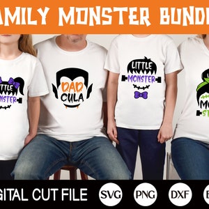 Monster Family Svg, Halloween Svg Bundle, Momster Svg, Dadcula Svg, Halloween Family Svg, Kids Halloween Shirt, Dxf, Svg Files For Cricut