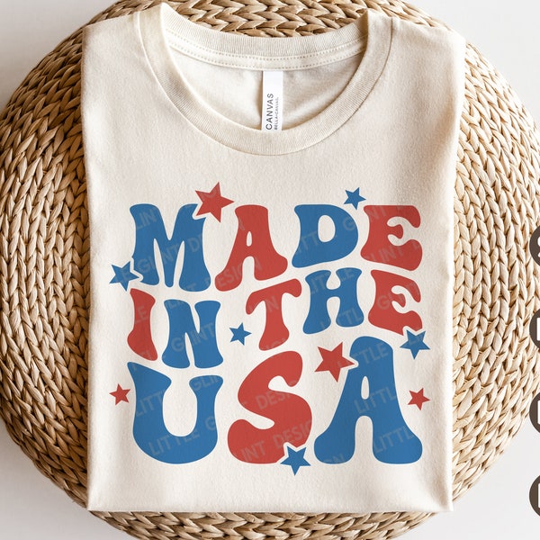 Made In The USA SVG, 4th of July Svg, Patriotic Svg, Independence Day Png, Retro America Shirt, Svg Files for Cricut