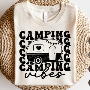 Camping Vibes SVG, Camper SVG, Camping Svg, Cita de vacaciones Svg, Camisa de camping retro, Archivos Svg para Cricut