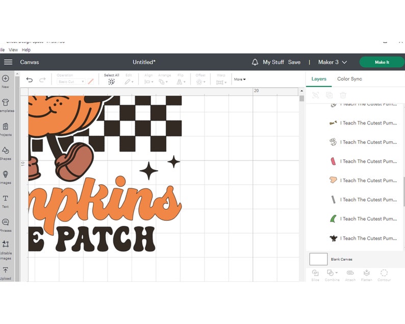 May include: A digital design for a pumpkin patch sign. The design features a cartoon pumpkin with a happy face, wearing shoes and walking on a checkered pattern. The text "Pumpkins Patch" is written in orange and black letters.