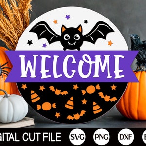 Halloween Welcome Sign Bundle, Halloween Door Hanger SVG, Ghost Svg, Spider Svg, Boo Svg, Happy Halloween Sign Svg, Glowforge Laser Cut File image 3