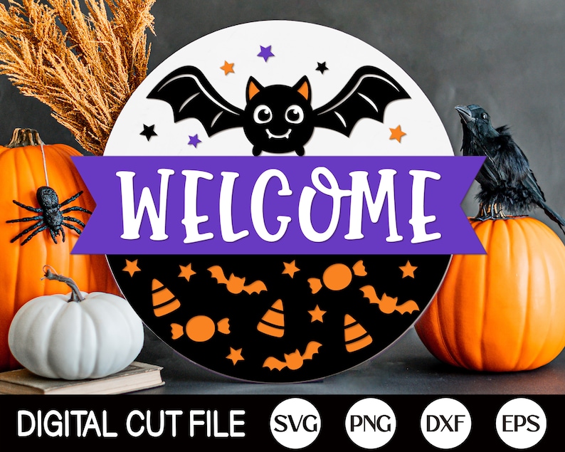 Halloween Welcome Sign Bundle, Halloween Door Hanger SVG, Ghost Svg, Spider Svg, Boo Svg, Happy Halloween Sign Svg, Glowforge Laser Cut File image 3