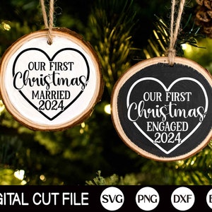 Our First Christmas Married, Christmas Ornament 2024 SVG, Merry and Married, Wedding Ornament, Christmas Gift Ideas, Svg Files for Cricut