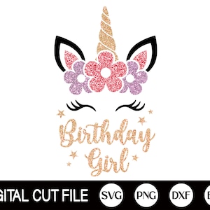 Geburtstag Mädchen, Einhorn Geburtstag, Mädchen, Mädchen, Geburtstag Mädchen, Einhorn Geburtstag Shirt, Mädchen Shirt Design, SVG-Dateien für Cricut