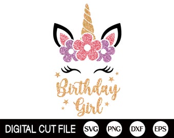 Födelsedagsflicka Svg, Enhörningsfödelsedagssvg, Flicka Svg, Födelsedagsflicka Svg, Enhörningsfödelsedagströja Svg, Flickatröja Design, Svg-filer för Cricut