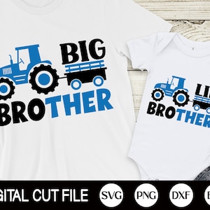 Big Bro Svg, Lil Bro Svg, Kinder Shirt Design, Traktor, Neugeborene Baby Junge, großer Bruder, Kleiner Bruder Svg, Baby Shower, Svg Dateien für Cricut