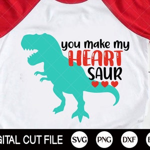 Funny Valentine Svg, Valentines Day Svg, Dinosaur Svg, Kids Valentine Svg, Valentine Heart, Dxf, Svg Files For Cricut, Silhouette