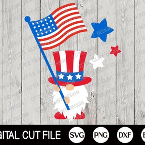 4 juillet Gnome Svg, Drapeau américain Gnome Svg, Jour de l’Indépendance, Memorial Day, 4 juillet, Chemise Gnome américaine, Svg Files For Cricut