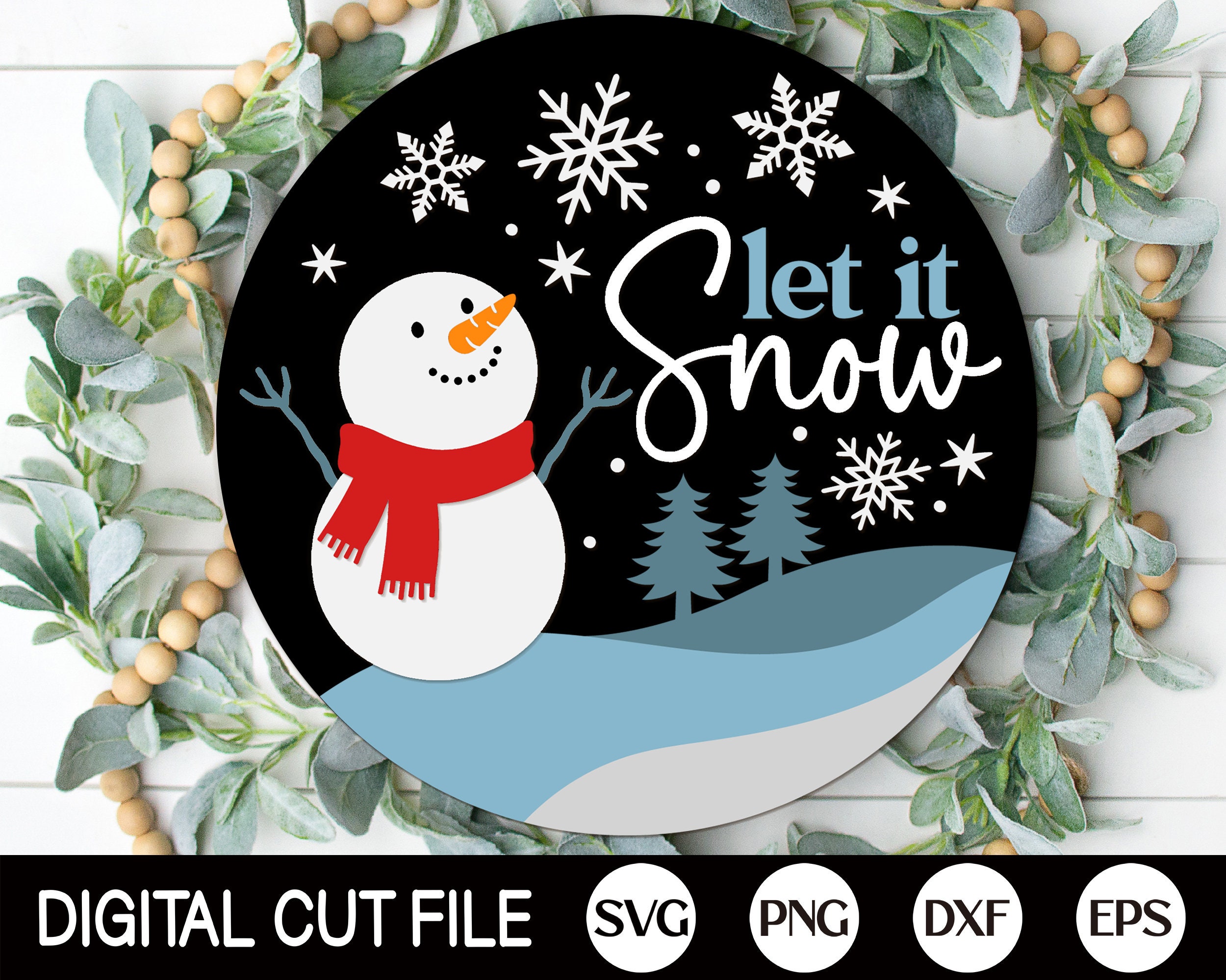 Let It Snow Welcome Sign SVG, Christmas Door Hanger SVG, Snowman Svg ...
