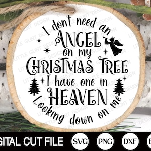 Ornamento de Natal Memorial SVG, Sinal de Natal Svg, Anjo de Natal Svg, Árvore de Natal, Arquivo de corte de ornamento memorial, Arquivos Svg para Cricut