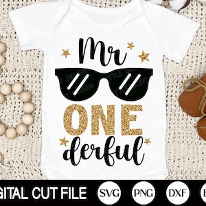 Mr Onederful Svg, primeiro aniversário menino Svg, aniversário Svg, camisa de primeiro aniversário Svg, primeiro presente de aniversário, arquivos Svg para Cricut