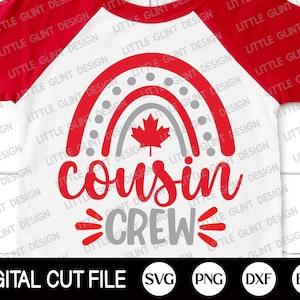 Canada Cousin Crew Svg, Canada Svg, Canada Day Svg, Maple Leaf, Canada Flag Shirt, arquivo de corte patriótico, Dxf, arquivos Svg para Cricut, Silhueta