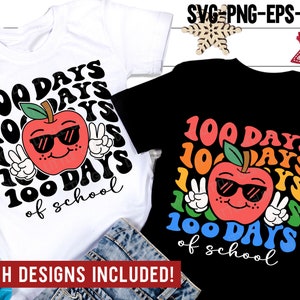 Vrede 100 dagen school SVG, Retro 100 dagen SVG, Leopard apple Png, 100 dagen school Leraar Shirt, Svg-bestanden voor Cricut
