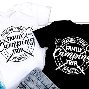 家族キャンプ旅行 SVG、キャンプライフ SVG、スモアの思い出作り SVG、家族キャンプシャツ、Cricut 用 SVG ファイル