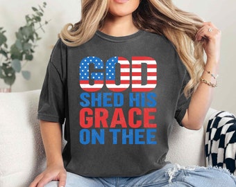 God Shed His Grace On Thee SVG PNG, 4th of July Svg, Christian Png, Distressed Jesus Shirt, Sublimation Png, Svg Files for Cricut