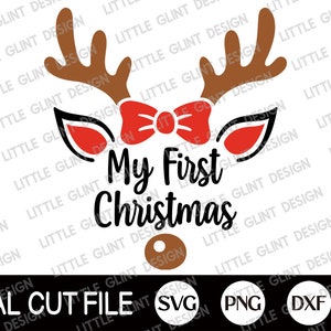 Mein erstes Weihnachten SVG, Weihnachten SVG, mein erstes Weihnachten SVG, Rentier Mädchen SVG, Neugeborene Baby, Weihnachten Mädchen Shirt, SVG-Dateien für Cricut
