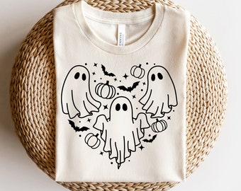 Ghost Heart SVG, Halloween Svg, Spooky Season Svg, Geist Clip Art, Boo Svg, Kinder Halloween Shirt Svg, Png, Svg Dateien für Cricut