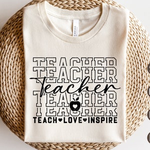 Leer liefde inspireren SVG, leraar waardering SVG, retro terug naar school SVG, leraar shirt cadeau, SVG-bestanden voor Cricut