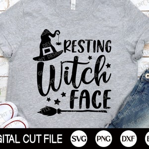 Resting Witch Face Svg, Halloween Svg, Pumpkin Svg, Hocus Pocus Svg, Spooky Svg, Spider, Fall Svg, Halloween Shirt Svg, Svg Files For Cricut