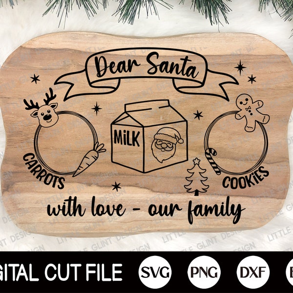 Dear Santa Plate SVG, Christmas Svg, Santa Tray Svg, Santa Cookie Plate, Santa Cookies Svg, Doodle Tray Svg, Svg Files for Cricut