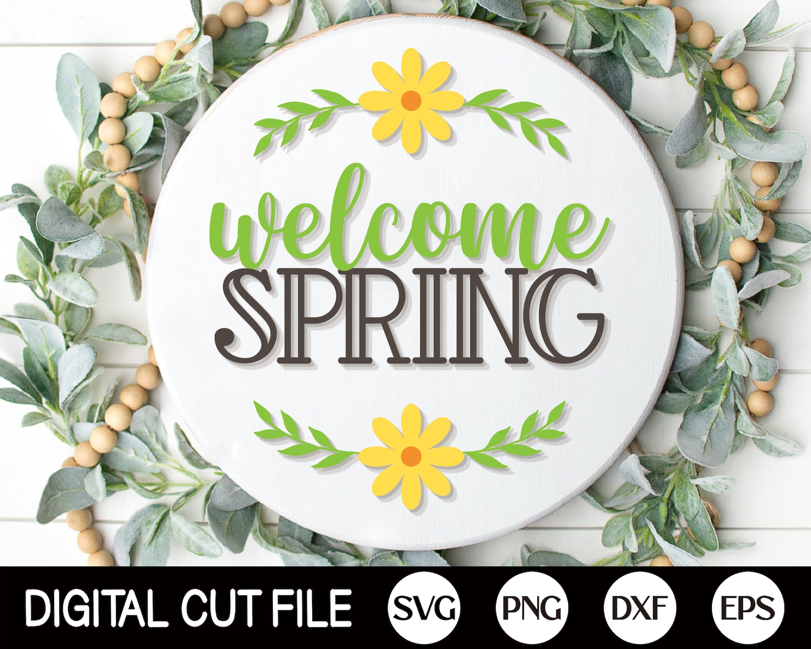Spring Welcome Sign Bundle, Round Door Hanger SVG, Spring Sign Svg ...