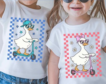 Boy Girl Goose Png Svg, Boy Summer Png, Silly Goose Girl Png, Retro Goose Cut files, Sublimation Digital Download