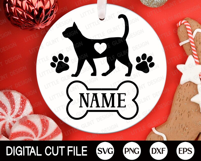 Pet Christmas Ornament SVG Cat Christmas Monogram Cat  Etsy UK